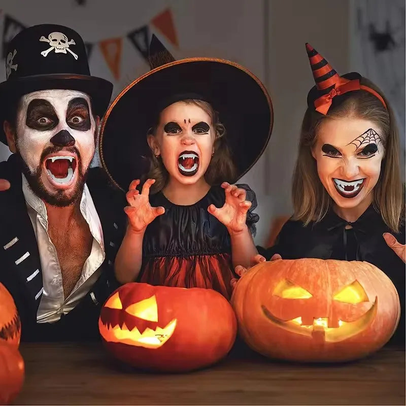 10 piezas Dientes Falsos de Vampiro – Prótesis de Broma para Fiesta de Halloween
