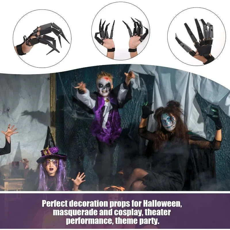 Dedos Articulados de Halloween – Mano Esquelética Falsa, Guante Realista de Garra de Fantasma para Cosplay y Decoración de Fiesta de Terror