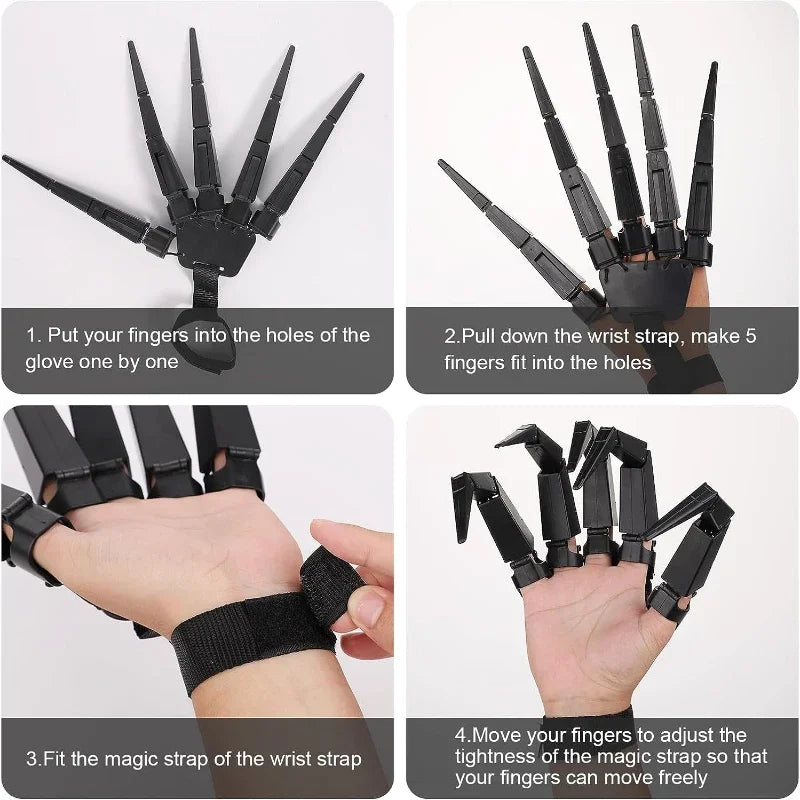 Dedos Articulados de Halloween – Mano Esquelética Falsa, Guante Realista de Garra de Fantasma para Cosplay y Decoración de Fiesta de Terror