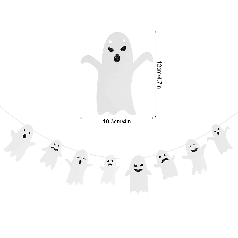 1 Set Decoración de Halloween – Banner / Guirnalda Colgante con Arañas, Fantasmas y Murciélagos – Banderines de Terror para Fiesta de Halloween y Decoración del Hogar