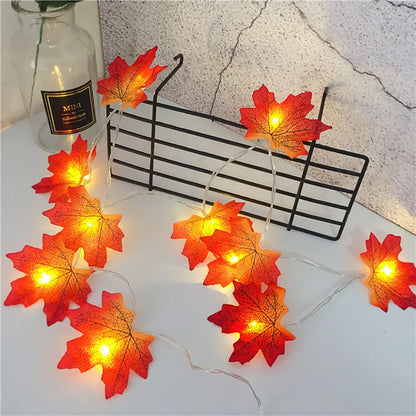 Guirnalda de Luces LED de Halloween 2/3/6M – Farolillos con Hojas de Arce Artificiales – Decoración para Halloween, Navidad y Día de Acción de Gracias en el Hogar