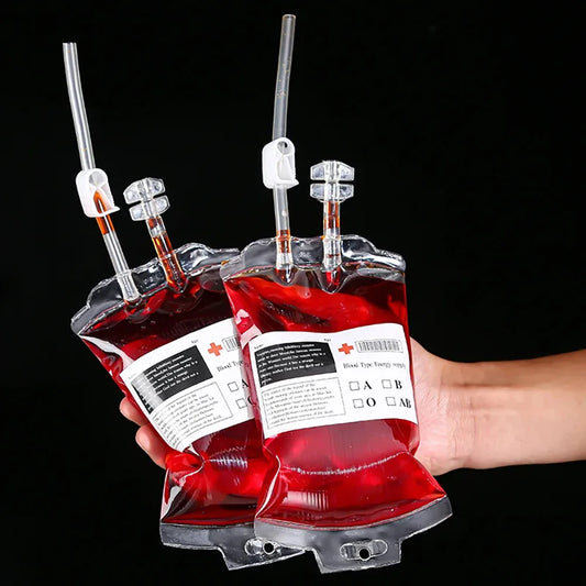 Bolsas de sangre de Halloween de 350 ml para bebidas, bolsas de sangre de vampiro, bolsas para bebidas energéticas, bolsas de sangre para beber, accesorios de miedo para Halloween.