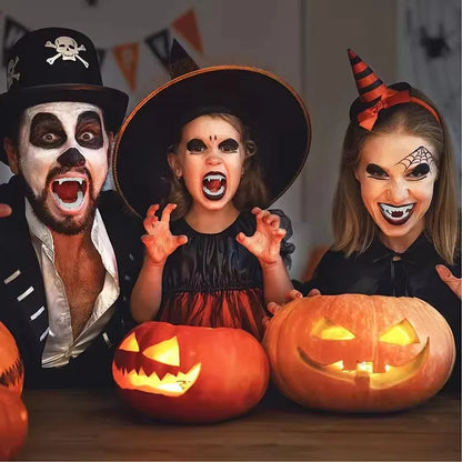 10 piezas Dientes Falsos de Vampiro – Prótesis de Broma para Fiesta de Halloween