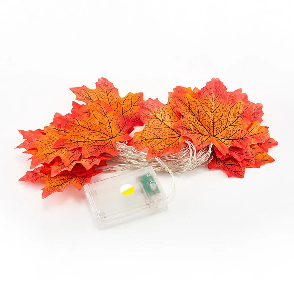 Guirnalda de Luces LED de Halloween 2/3/6M – Farolillos con Hojas de Arce Artificiales – Decoración para Halloween, Navidad y Día de Acción de Gracias en el Hogar