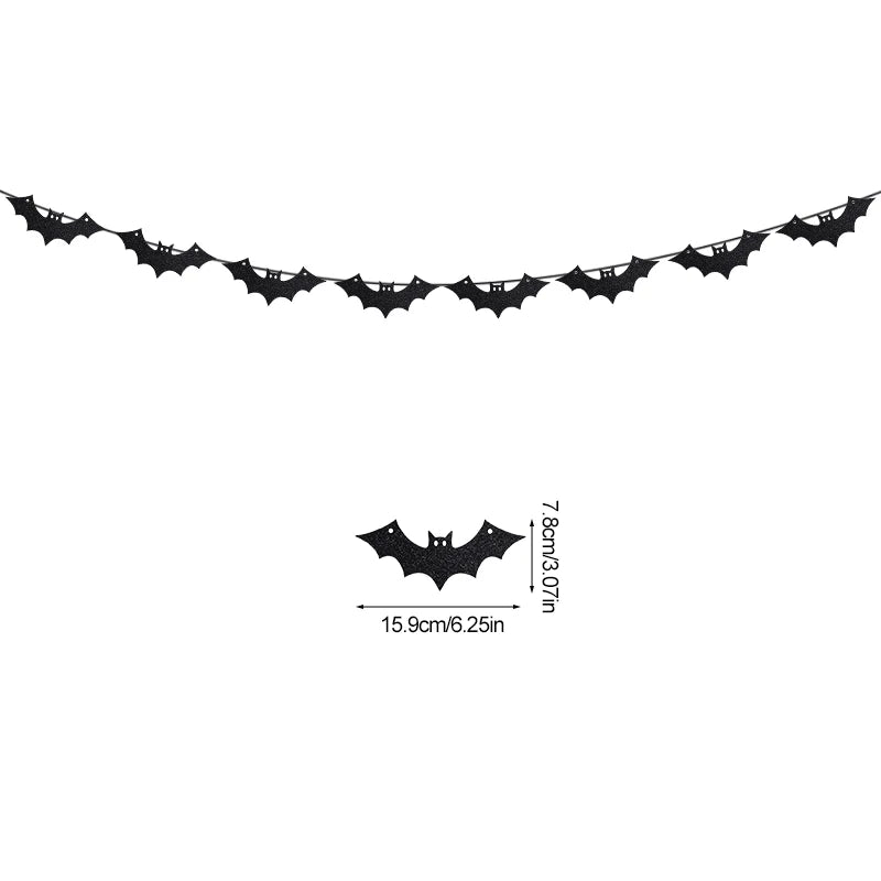 1 Set Decoración de Halloween – Banner / Guirnalda Colgante con Arañas, Fantasmas y Murciélagos – Banderines de Terror para Fiesta de Halloween y Decoración del Hogar