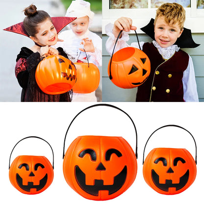 Cubeta de calabaza de Halloween para caramelos y bocadillos, porta regalos portátil, cajas para niños para truco o trato, decoración de Halloween 2025.
