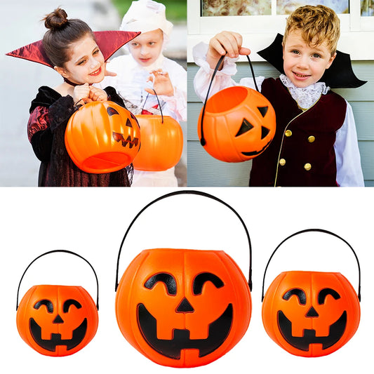 Cubeta de calabaza de Halloween para caramelos y bocadillos, porta regalos portátil, cajas para niños para truco o trato, decoración de Halloween 2025.