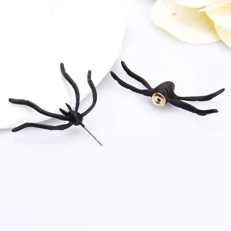 Pendientes de Araña 3D Doble Cara – Pendientes con Botón – Joyería de Halloween