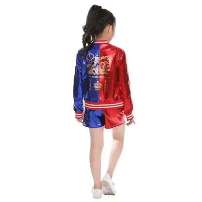 Disfraz de cosplay Suicide Squad – Harley Quinn, incluye camiseta, chaqueta, pantalones, pulsera, cinturón, collar, guantes. Disfraz de Halloween