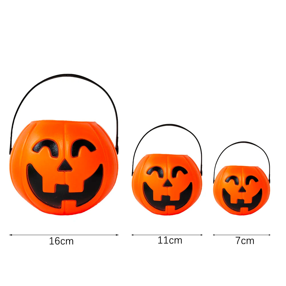 Cubeta de calabaza de Halloween para caramelos y bocadillos, porta regalos portátil, cajas para niños para truco o trato, decoración de Halloween 2025.