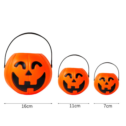 Cubeta de calabaza de Halloween para caramelos y bocadillos, porta regalos portátil, cajas para niños para truco o trato, decoración de Halloween 2025.