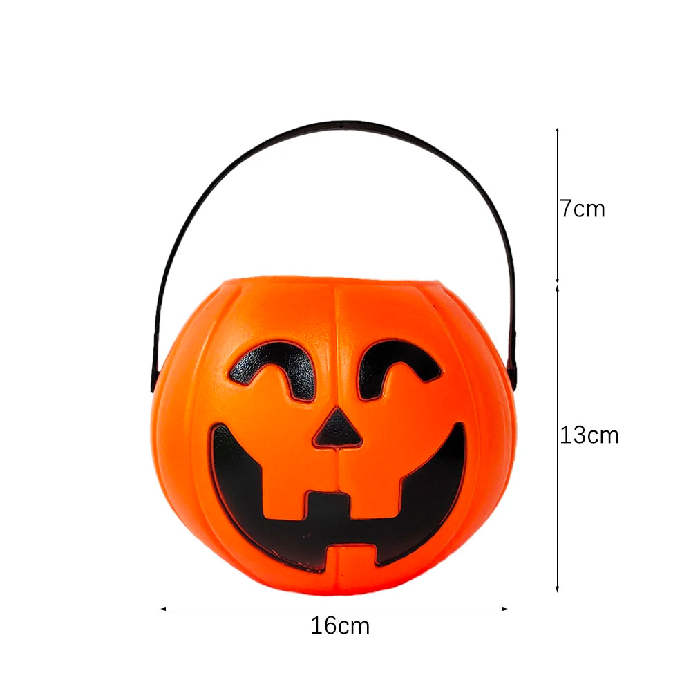 Cubeta de calabaza de Halloween para caramelos y bocadillos, porta regalos portátil, cajas para niños para truco o trato, decoración de Halloween 2025.