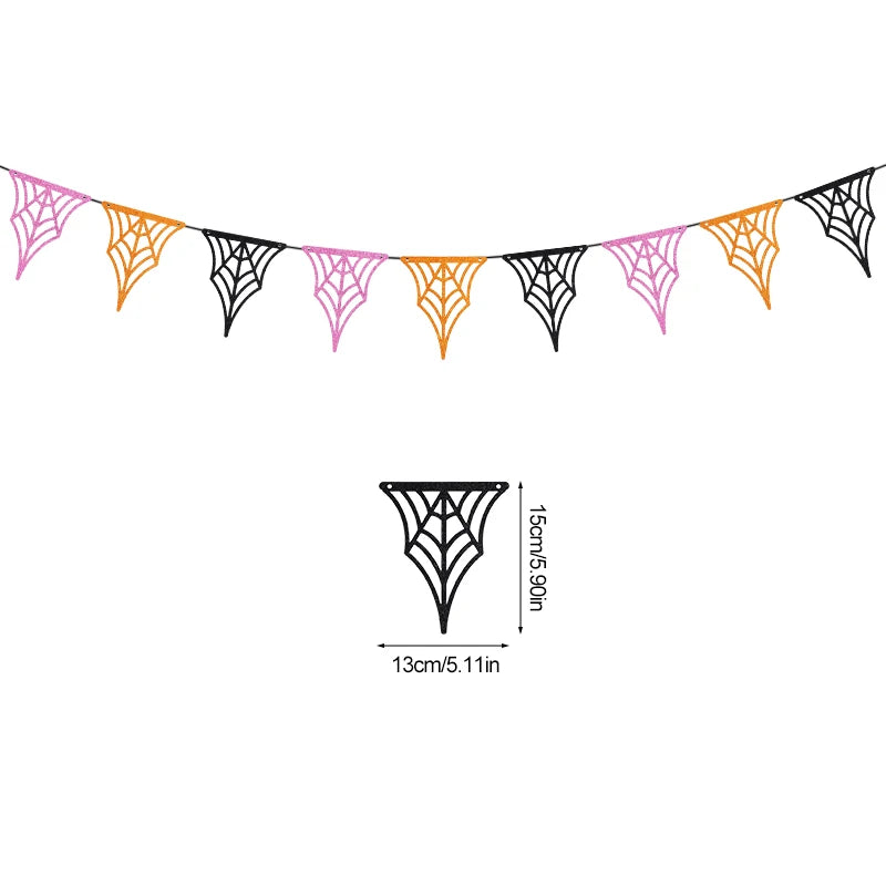 1 Set Decoración de Halloween – Banner / Guirnalda Colgante con Arañas, Fantasmas y Murciélagos – Banderines de Terror para Fiesta de Halloween y Decoración del Hogar