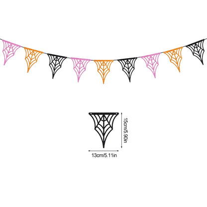 1 Set Decoración de Halloween – Banner / Guirnalda Colgante con Arañas, Fantasmas y Murciélagos – Banderines de Terror para Fiesta de Halloween y Decoración del Hogar