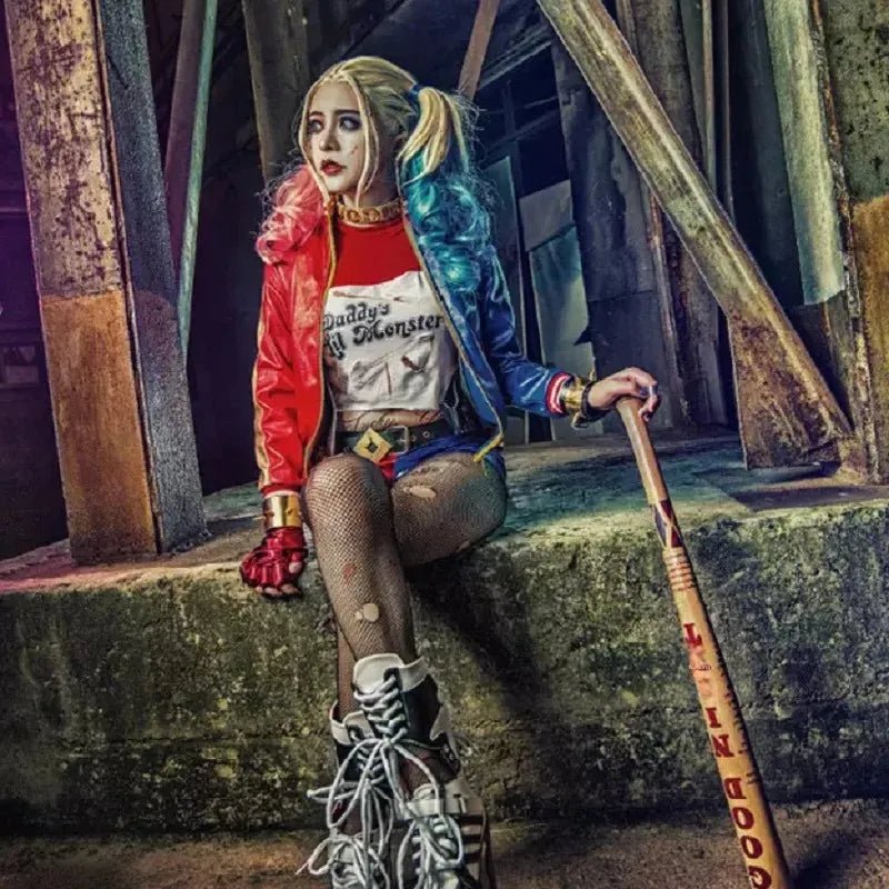 Disfraz de Harley Quinn – Conjunto de cosplay para mujer adulta, traje de payasa para presentaciones, Suicide Squad, ropa de uso especial, nuevo disfraz para adultos.
