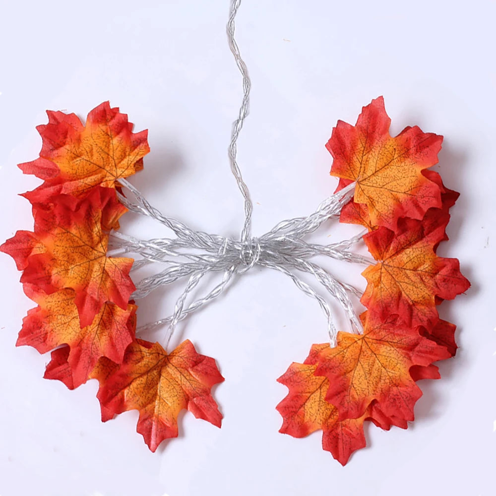 Guirnalda de Luces LED de Halloween 2/3/6M – Farolillos con Hojas de Arce Artificiales – Decoración para Halloween, Navidad y Día de Acción de Gracias en el Hogar