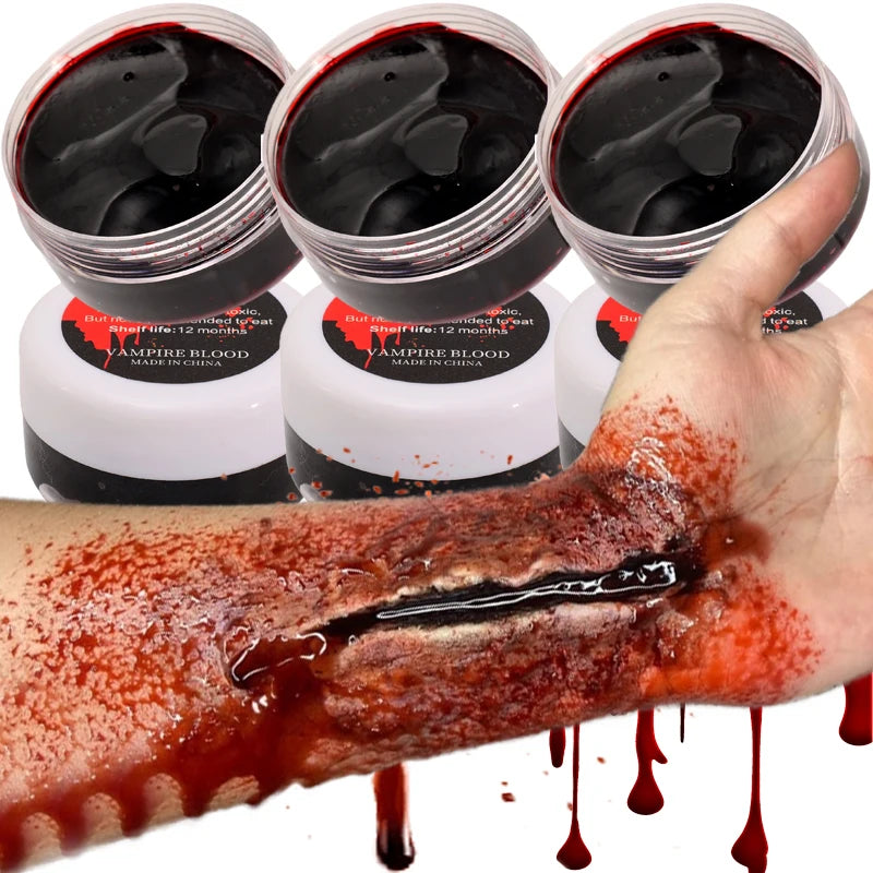 Realistic Fake Blood Halloween Makeup Horror Special Effects Cosplay Party Vampire Wound Blood Effects Haunted House Plasm Blood