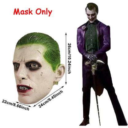 Disfraz de Joker – Cosplay de Mortal Kombat 11, traje completo de payaso para adulto, incluye chaqueta, abrigo, camisa y conjunto completo para hombres, disfraz de Halloween con máscara.