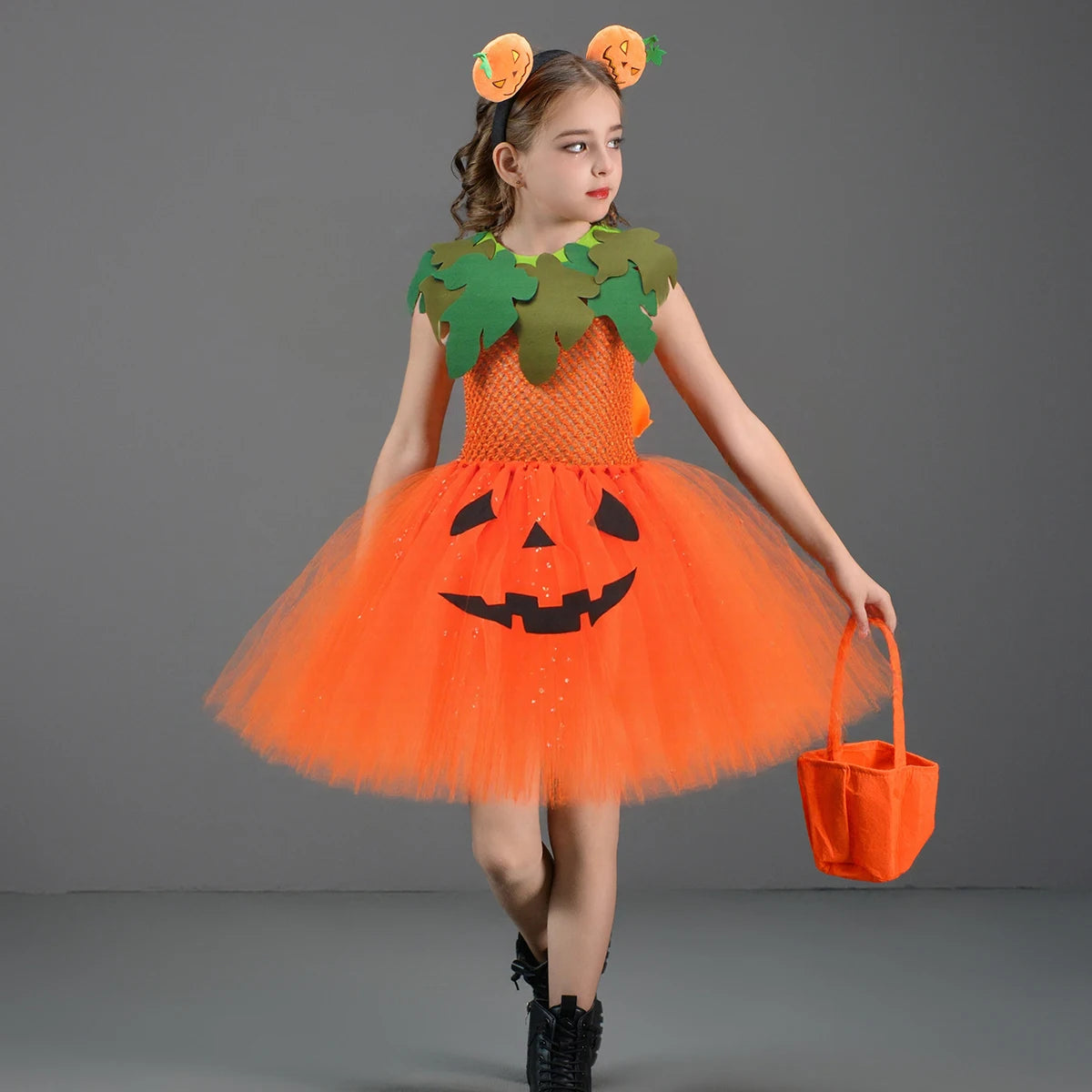 Disfraz de Calabaza para Niñas – Ideal para truco o trato y fiestas de Halloween!