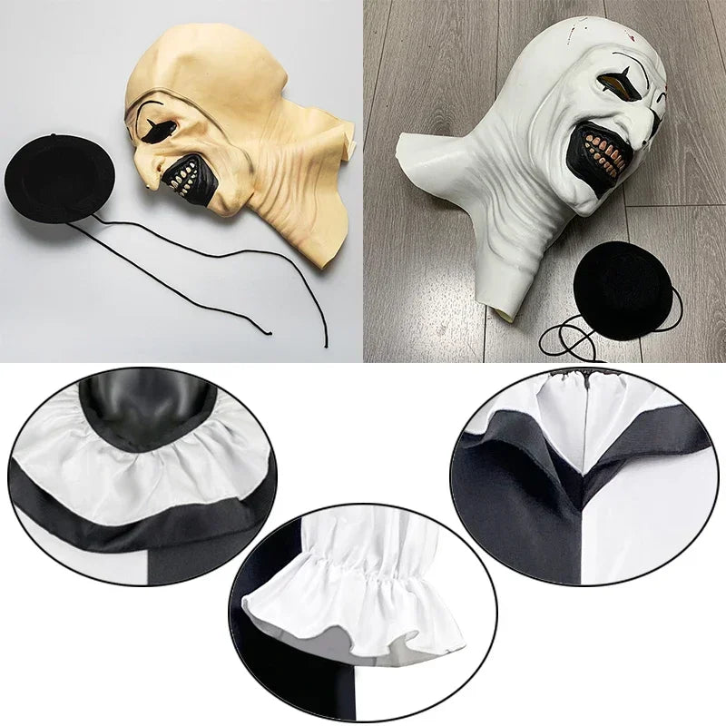 Disfraz de Art the Clown – Cosplay de Terrifier, traje completo de payaso de terror con máscara, mono completo para fiesta de Halloween, para hombres adultos.