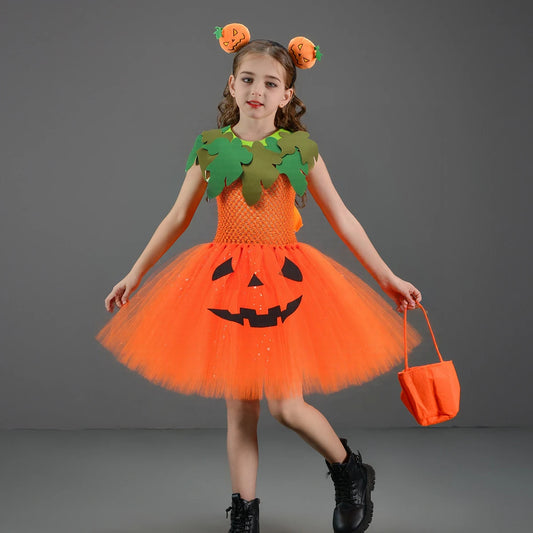 Disfraz de Calabaza para Niñas – Ideal para truco o trato y fiestas de Halloween!