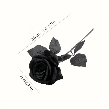 Rosas Negras Artificiales – Flores Falsas de Tallo Largo, sin Florero – Para Halloween, Decoración del Hogar, Bodas, Fiestas y Centros de Mesa