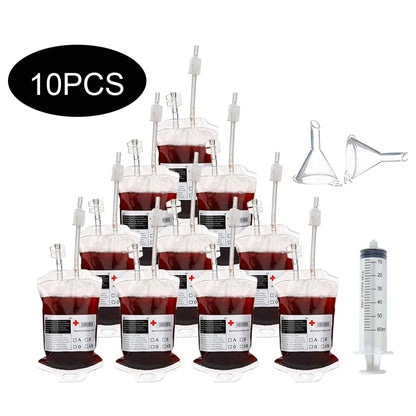 Bolsas de sangre de Halloween de 350 ml para bebidas, bolsas de sangre de vampiro, bolsas para bebidas energéticas, bolsas de sangre para beber, accesorios de miedo para Halloween.