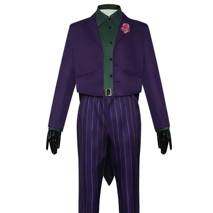 Disfraz de Joker – Cosplay de Mortal Kombat 11, traje completo de payaso para adulto, incluye chaqueta, abrigo, camisa y conjunto completo para hombres, disfraz de Halloween con máscara.