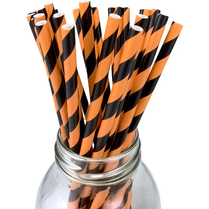 25/50/100 uds. Pajitas de Papel Desechables con Diseño de Halloween – Calabaza, Murciélago, Araña y Calavera – Decoración para Fiestas de Halloween