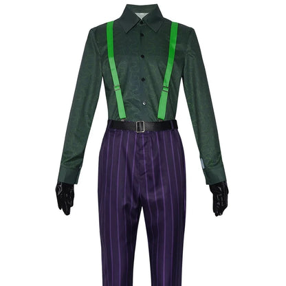 Disfraz de Joker – Cosplay de Mortal Kombat 11, traje completo de payaso para adulto, incluye chaqueta, abrigo, camisa y conjunto completo para hombres, disfraz de Halloween con máscara.