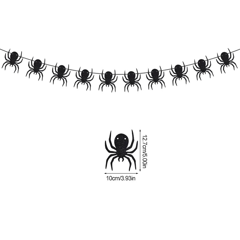 1 Set Decoración de Halloween – Banner / Guirnalda Colgante con Arañas, Fantasmas y Murciélagos – Banderines de Terror para Fiesta de Halloween y Decoración del Hogar