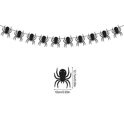 1 Set Decoración de Halloween – Banner / Guirnalda Colgante con Arañas, Fantasmas y Murciélagos – Banderines de Terror para Fiesta de Halloween y Decoración del Hogar