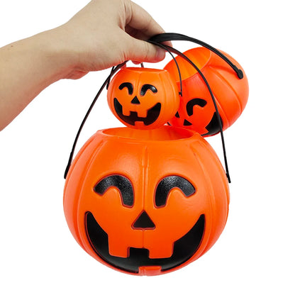Cubeta de calabaza de Halloween para caramelos y bocadillos, porta regalos portátil, cajas para niños para truco o trato, decoración de Halloween 2025.