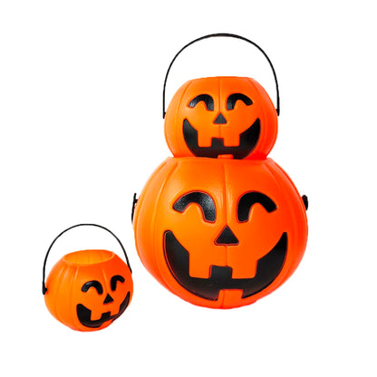 Cubeta de calabaza de Halloween para caramelos y bocadillos, porta regalos portátil, cajas para niños para truco o trato, decoración de Halloween 2025.