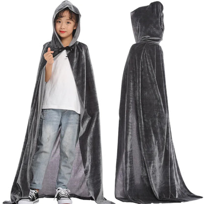 Capa de bruja con capucha para adultos y niños, disfraz de cosplay para Halloween, capa de la muerte, fiesta de carnaval, capa larga de Halloween, 8 colores.