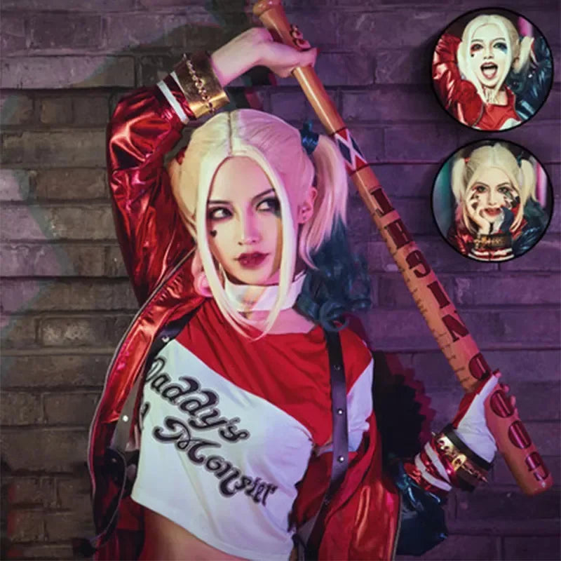 Disfraz de Harley Quinn – Conjunto de cosplay para mujer adulta, traje de payasa para presentaciones, Suicide Squad, ropa de uso especial, nuevo disfraz para adultos.