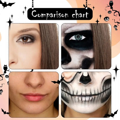 Halloween Pintura Corporal Blanco y Negro Pintura Corporal de Maquillaje Especial de Efectos para Vampiro, Zombi, Esqueleto Incluye dos brochas nuevas