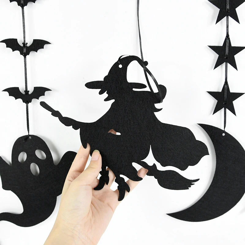 1 Set Decoración de Halloween – Banner / Guirnalda Colgante con Arañas, Fantasmas y Murciélagos – Banderines de Terror para Fiesta de Halloween y Decoración del Hogar
