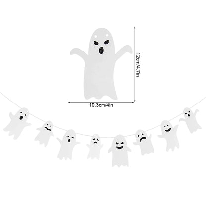 1 Set Decoración de Halloween – Banner / Guirnalda Colgante con Arañas, Fantasmas y Murciélagos – Banderines de Terror para Fiesta de Halloween y Decoración del Hogar