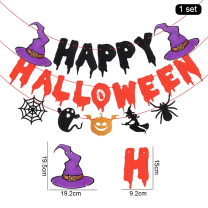 1 Set Decoración de Halloween – Banner / Guirnalda Colgante con Arañas, Fantasmas y Murciélagos – Banderines de Terror para Fiesta de Halloween y Decoración del Hogar