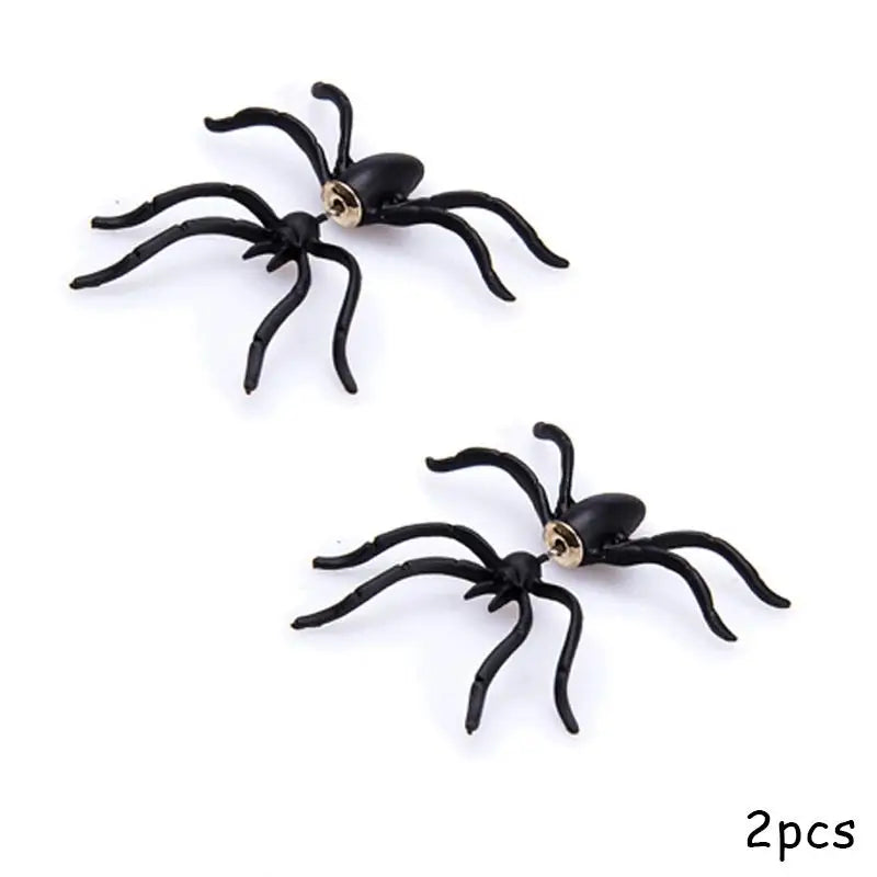 Pendientes de Araña 3D Doble Cara – Pendientes con Botón – Joyería de Halloween