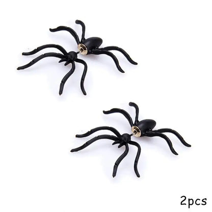 Pendientes de Araña 3D Doble Cara – Pendientes con Botón – Joyería de Halloween