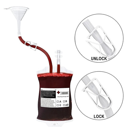 Bolsas de sangre de Halloween de 350 ml para bebidas, bolsas de sangre de vampiro, bolsas para bebidas energéticas, bolsas de sangre para beber, accesorios de miedo para Halloween.