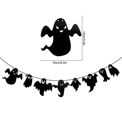 1 Set Decoración de Halloween – Banner / Guirnalda Colgante con Arañas, Fantasmas y Murciélagos – Banderines de Terror para Fiesta de Halloween y Decoración del Hogar