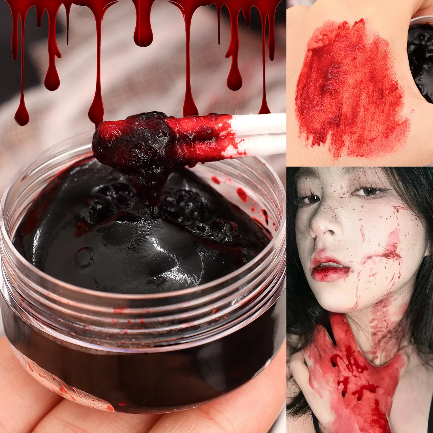 Realistic Fake Blood Halloween Makeup Horror Special Effects Cosplay Party Vampire Wound Blood Effects Haunted House Plasm Blood